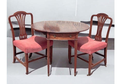 Georgian Mahogany 2 Seater Extending Tea/Dining Table, Folding Sides. Drawer.
