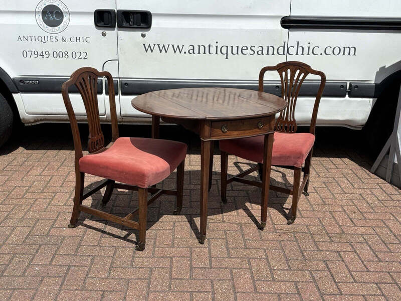 Georgian Mahogany 2 Seater Extending Tea/Dining Table, Folding Sides. Drawer. photo Furniture