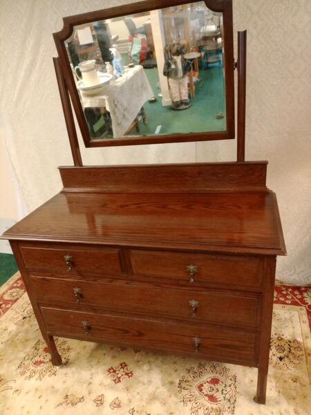 Vintage Dressing Table Mahogany With Bevelled Edge Mirror
