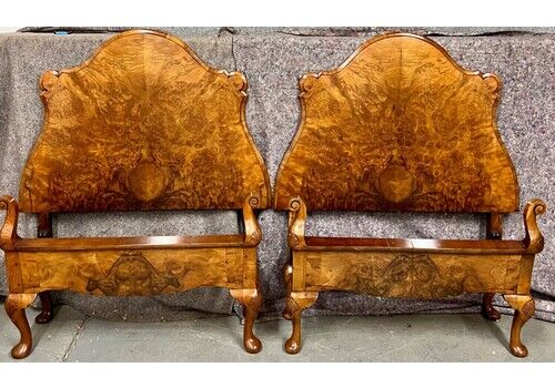 Good Pair Of Queen Anne Style Walnut Single Beds