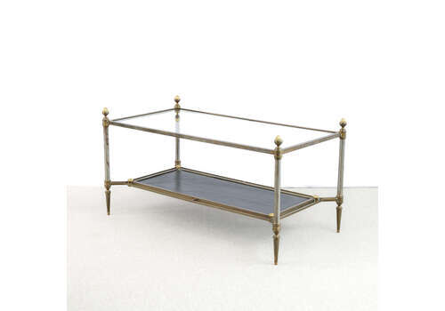 Brass And Leather Coffee Table By Maison Jansen