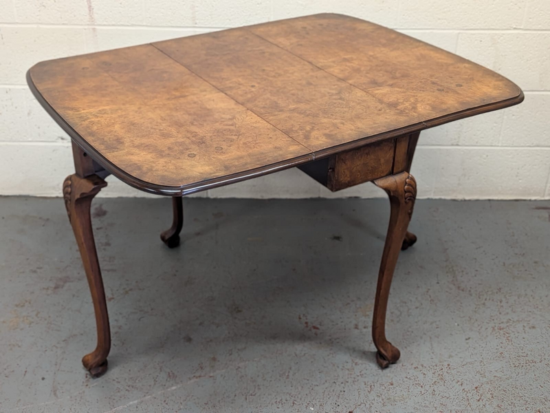 Early 20th Century Burr Walnut Drop Leaf Table