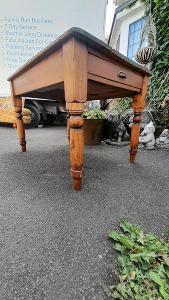 Vicrorian Old Pine Rectangular Dining Table With 1 Drawer