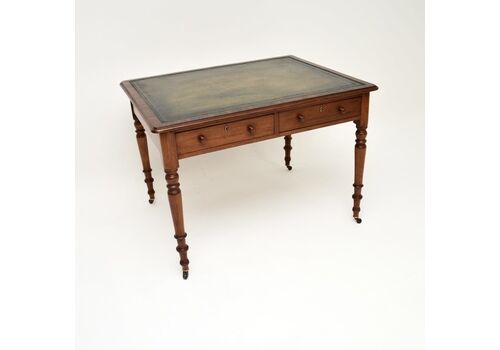 Antique Victorian Mahogany Leather Top Desk / Writing Table