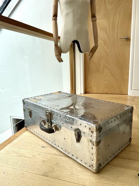 Vintage Mid Century Aluminium Trunk/Footlocker Made In Hong Kong 1940’s