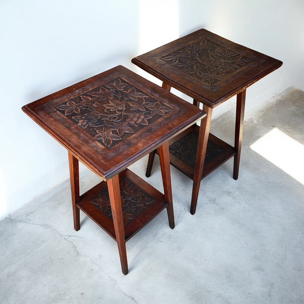 Pair Of 1930’s Vintage Oak Side Tables