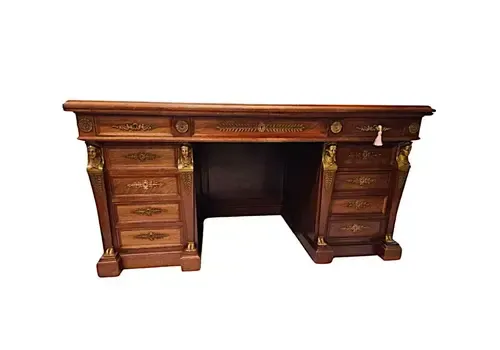 A Fabulous 19th Century French Empire Style Office Desk With Ormolu Mounts By Saddier Et Ses Fils Paris