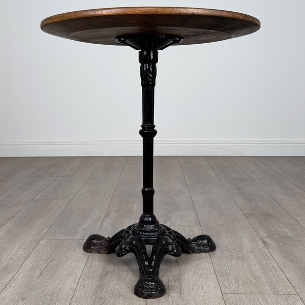 Vintage 20th Century Cast Iron Side Table With Oak Top