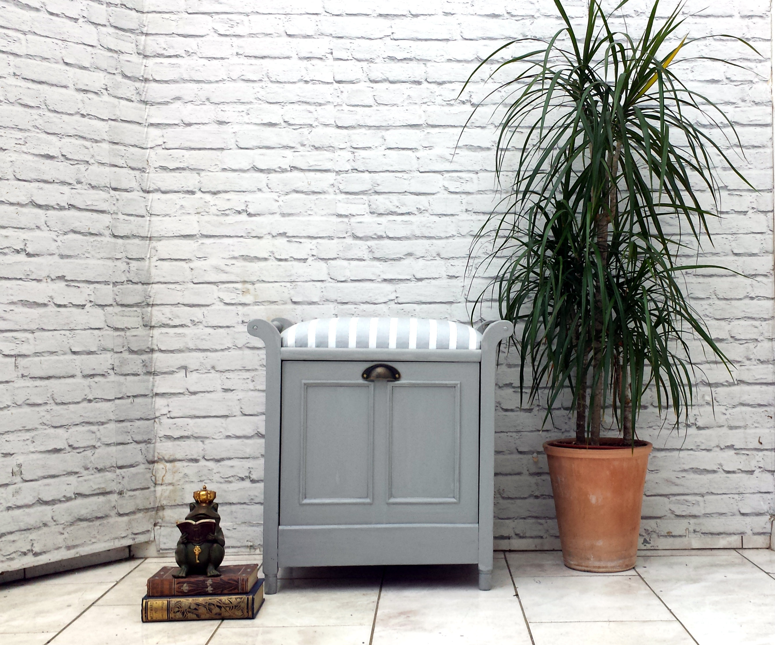 Vintage Bench Piano Stool Bedroom Bathroom Storage Seat Painted