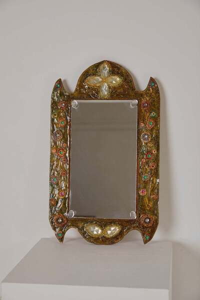 Art Nouveau Style Flower And Gem Mirror