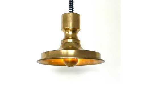 Danish Mid Century Modern Vintage Patinated Brass Ceiling Lamp In Architectural Elegant Design From The 1960s
