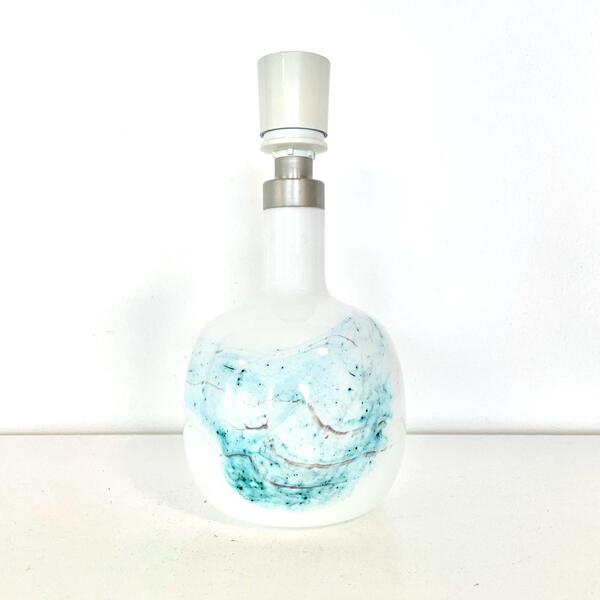 Postmodern Danish Table Lamp In White And Blue Opal Glass   Design By Michael Bang In 1980s For Kastrup Holmegaard Glasværk & Le Klint