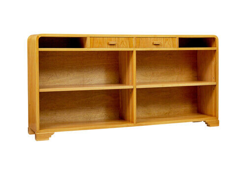 Scandinavian Mid Century Elm Low Open Bookcase