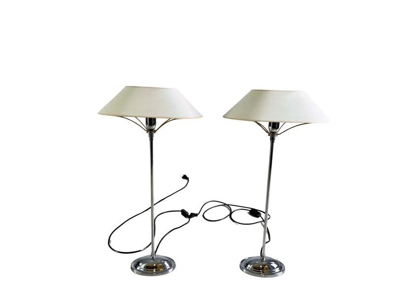 Set Of 2 Chrome Lamps Table Lamp Antique Style Vintage Floor Lamp