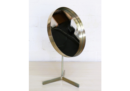 Table Mirror Vintage Durlston Designs Mcm Heavy Steel Tri Footed Adjustable