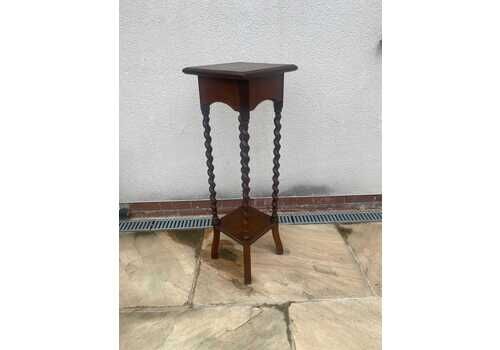 Antique Vintage Oak Plant Stand With Barley Twist Legs / Side Table / Lamp Table Arts And Crafts