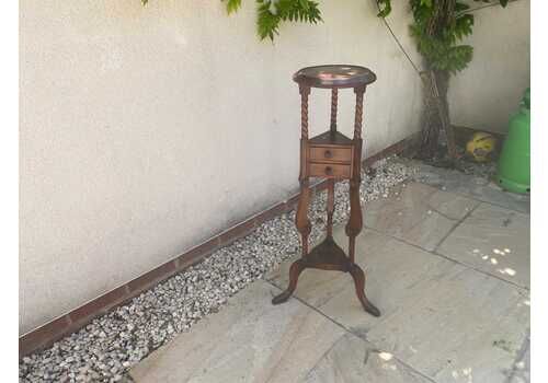 Antique Vintage Oak Plant Stand With Barley Twist Legs / Side Table / Lamp Table Arts And Crafts