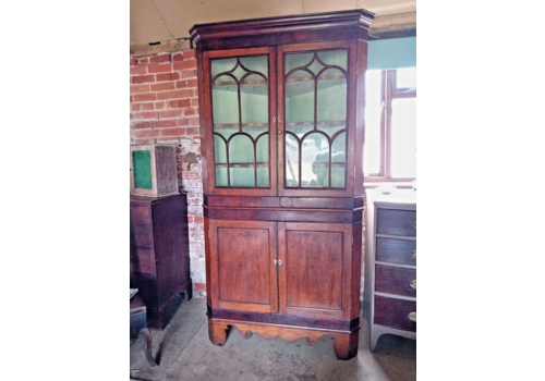 Fabulous Georgian Oak Country House Big Character Cupboard Cabinet Glazed Drinks