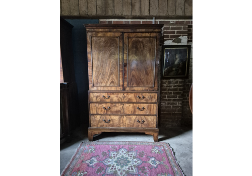 Extraordinarily Handsome  Georgian Flame Mahogany Linen Press Larder Cupboard
