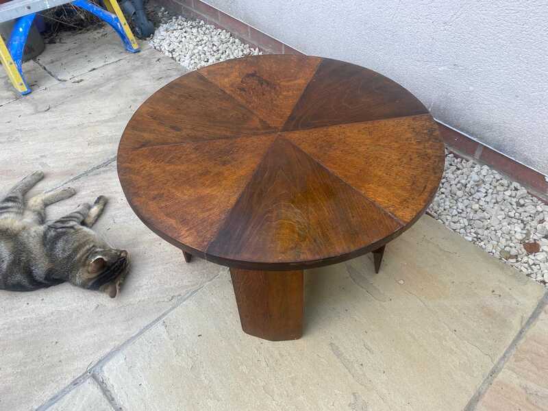 Antique Art Deco Round Table, Side Table, Coffee Table