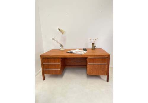 Vintage Teak Double Pedestal Partners Desk