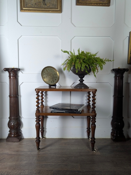 Victorian Walnut Two Tier Barley Twist Magazine Stand Or Side Table