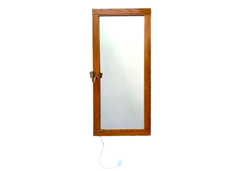 Vintage Teak Wall Mirror With One Light, Sweden Retro 1950s