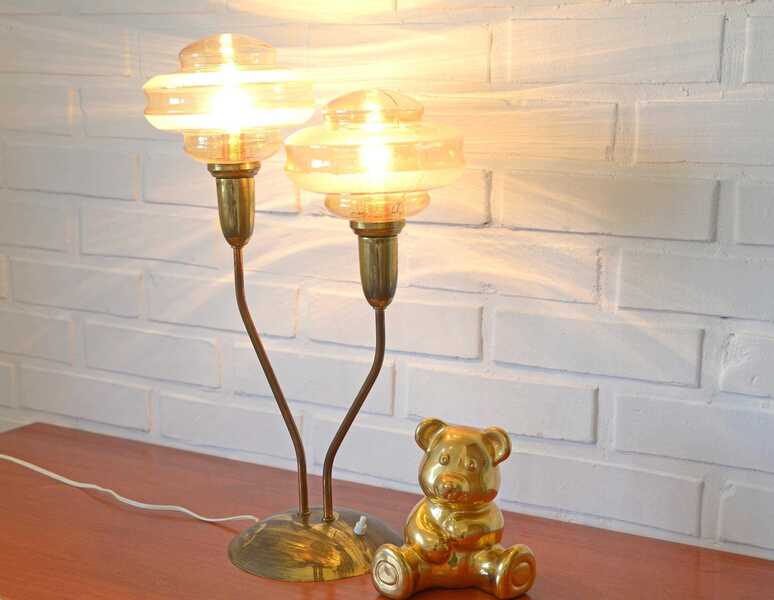 Elegant Vintage Floor Lamp Brass Desk Light Fixture Art Deco