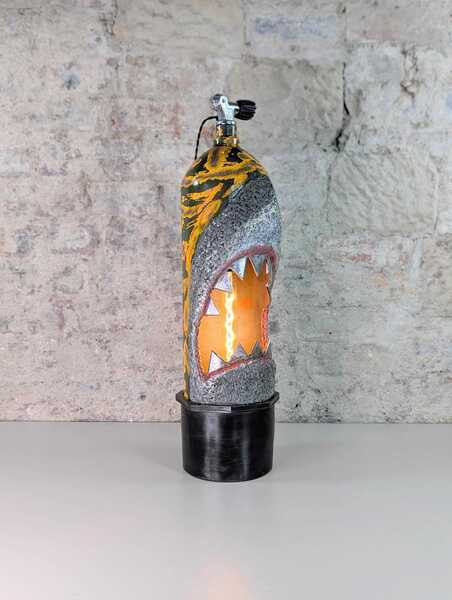 Upcycled Accent "Shark" Lamp Made From Diving Cylinder