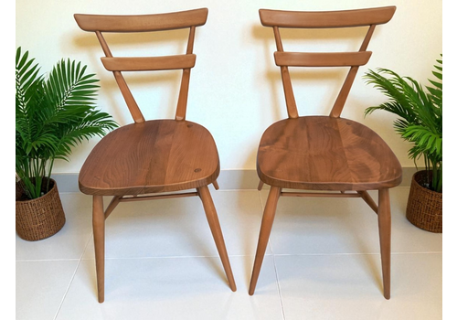 Mid Century Vintage Ercol Stacking Chairs Dining Adult Desk Chair 1950