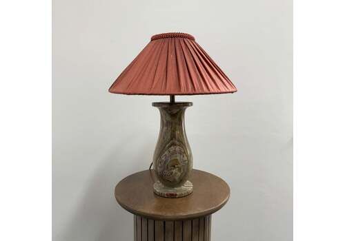 1980’s Onyx Lamp With Silk Pleated Lampshade