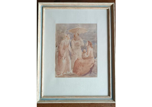 Antique Watercolor First Half 20th Century Signed
