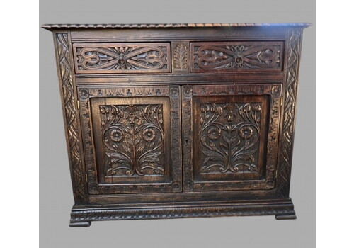 A Late C19th Carved Oak Sideboard