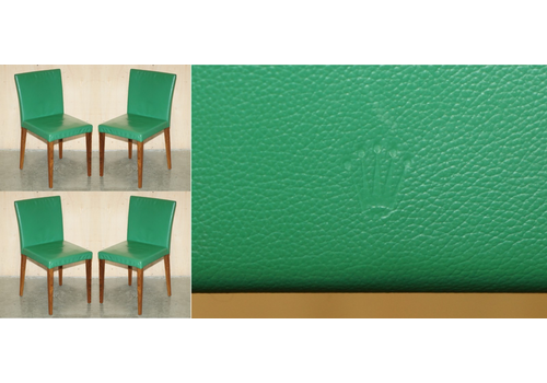 Four Important & Rare Original Rolex Green Leather Boutique Dealers Armchairs