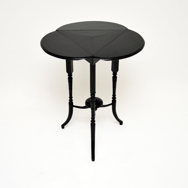Antique Irish Ebonised Drop Leaf Side Table