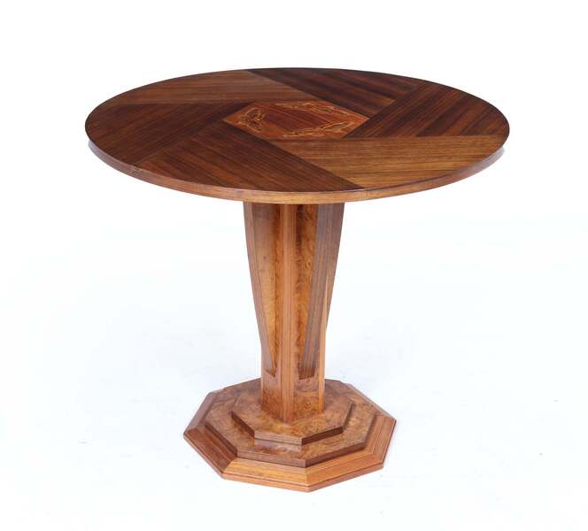 Art Nouveau Pedestal Table Signed Gus