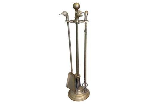 Brass Fireside Companion Set, Fireside Tools With Ducks