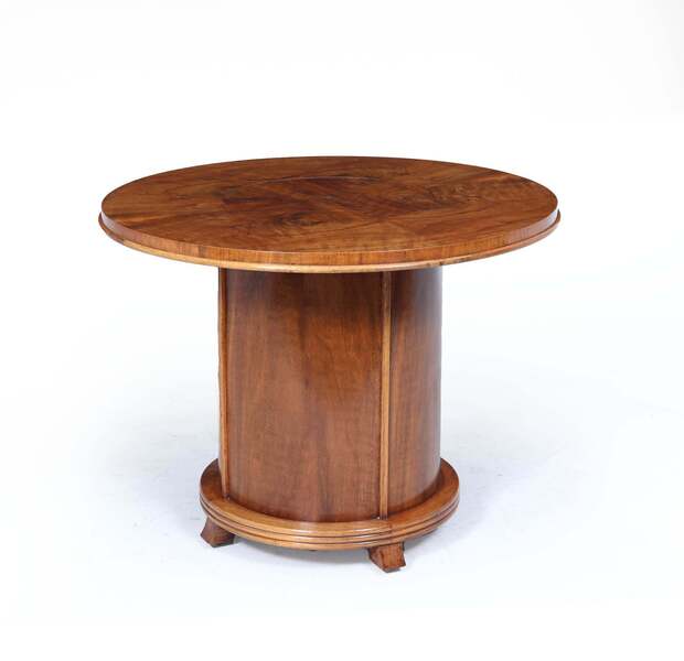 English Art Deco Pop Up Cocktail Table In Walnut, 1930s