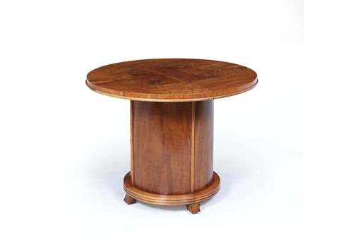 English Art Deco Pop Up Cocktail Table In Walnut, 1930s