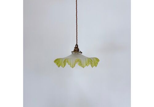 French Frosted Handkerchief Shade With Green Edge