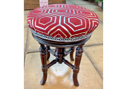 Antique Victorian Mahogany Adjustable Piano Stool By Charles Wadman Of Bath