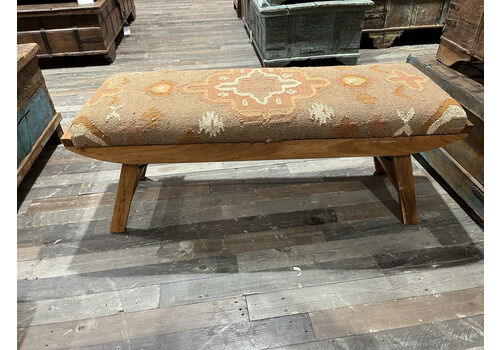 Kilim Kelem Flat Weave Wooden Upholstered Folding Bench Hallway Window Seat
