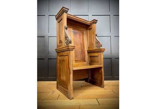 Victorian Oak Church Bench Monks Chair Antique Gothic Choir Seat Hall Furniture