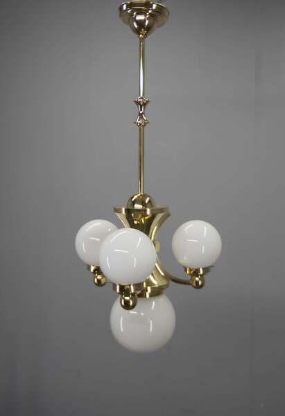 Set Of Three Art Deco Chandeliers By Gocar, Austria, 1910s, Restored photo furniture
