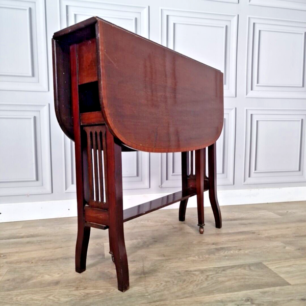 Antique Solid Wood Sutherland Drop Leaf Gate Leg Sofa Side Table Mahogany