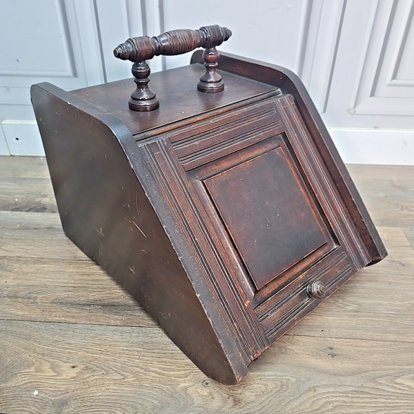 Antique Edwardian Wooden Fireside Coal Scuttle Cabinet Scuttle Storage Hearth