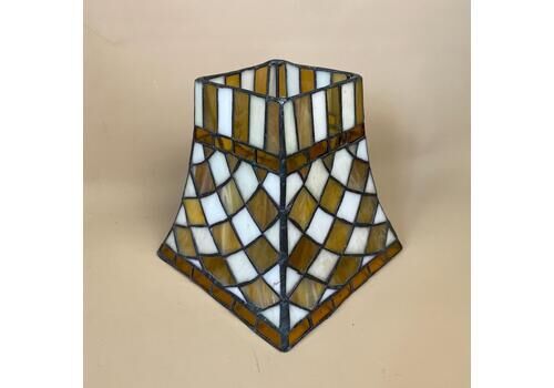 Tiffany Lamp Shade Checked Pattern Orange Lampshade Ceiling Lamp Stained Glass Stained Lightshade Light Table Lamp Antique Vintage Square