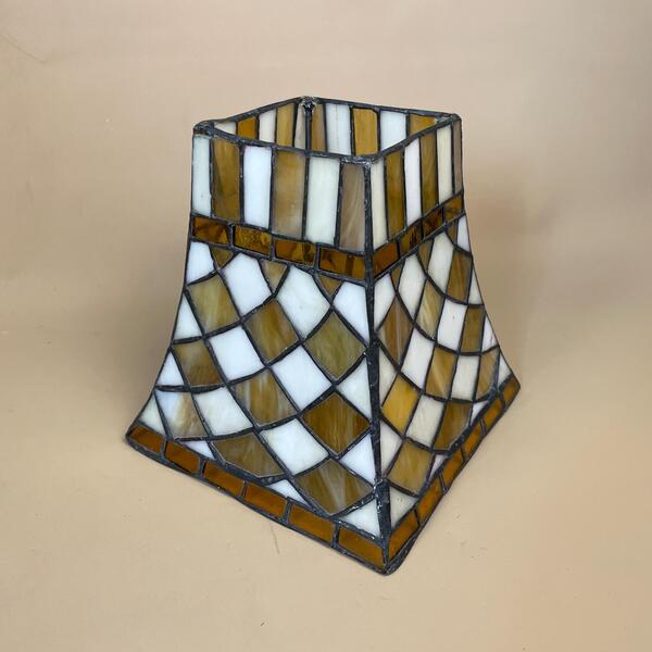 Tiffany Lamp Shade Checked Pattern Orange Lampshade Ceiling Lamp Stained Glass Stained Lightshade Light Table Lamp Antique Vintage Square photo furniture