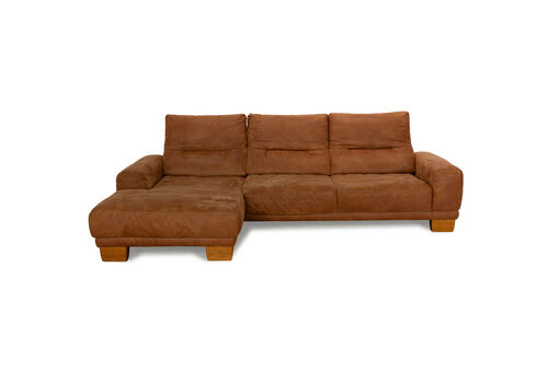 K+W Polstermöbel Soul 7135 Fabric Corner Sofa Brown Camel Recamiere Left Manual Function