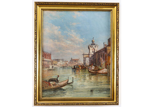 Antique Painting La Dogana Venice Alfred Pollentine 19th Century
